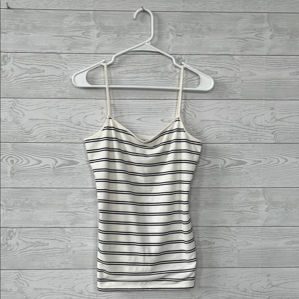 Textured Striped Cream and Black Women's Tank